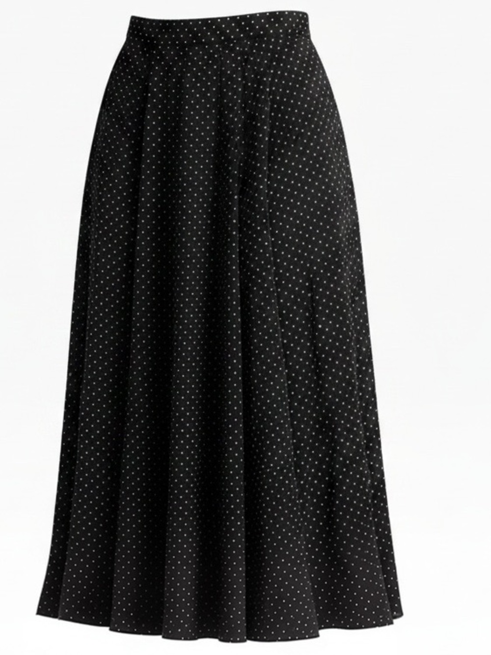 Banana Republic A-Line Black Midi Skirt with White Polka Dots Size 10